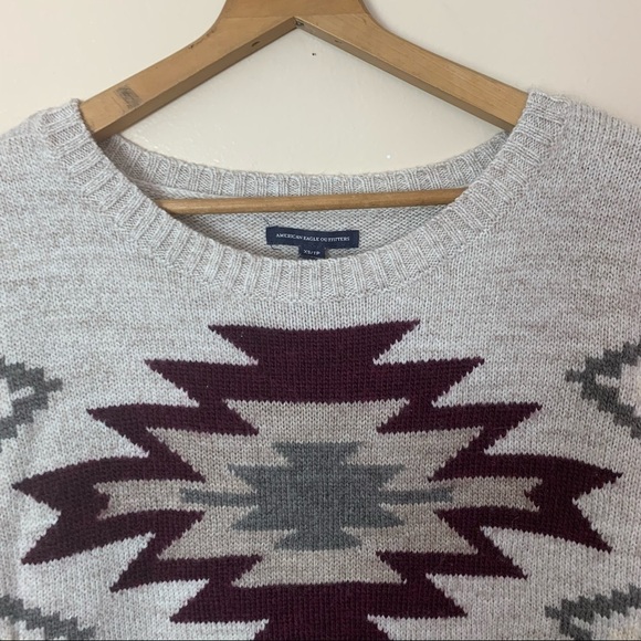 [American Eagle] Wool Blend Long Sleeve Aztec Print Sweater - Picture 2 of 8